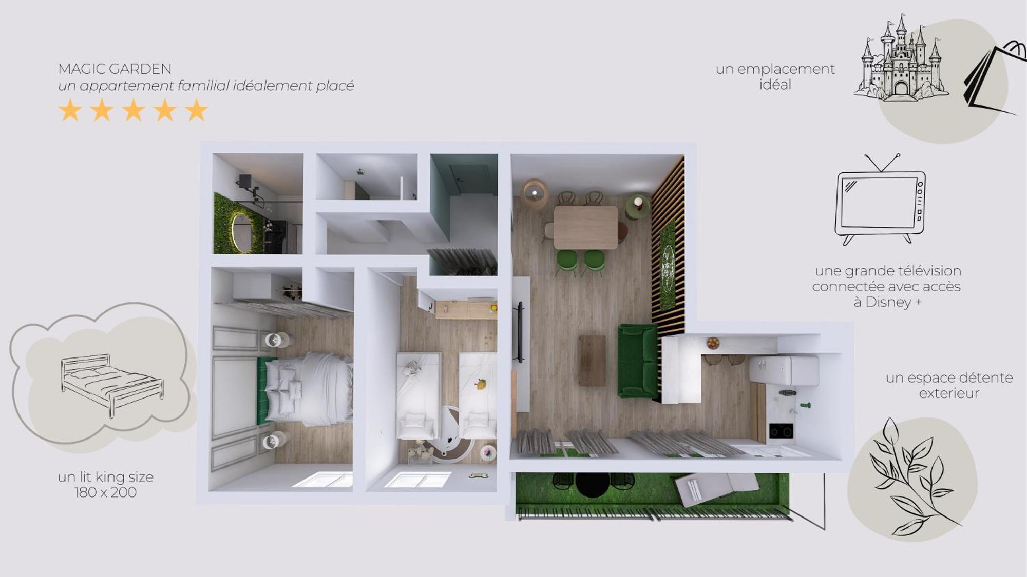 Magic Garden 6 Personnes Parking Prive A 20M Du Rer Apartment Serris Luaran gambar